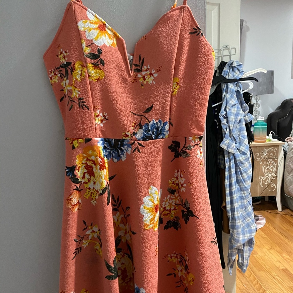 Beautiful Coral Floral Dress